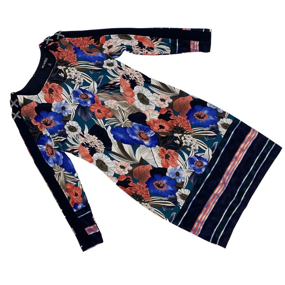 Picadilly Floral Long Sleeve Midi Dress, Large